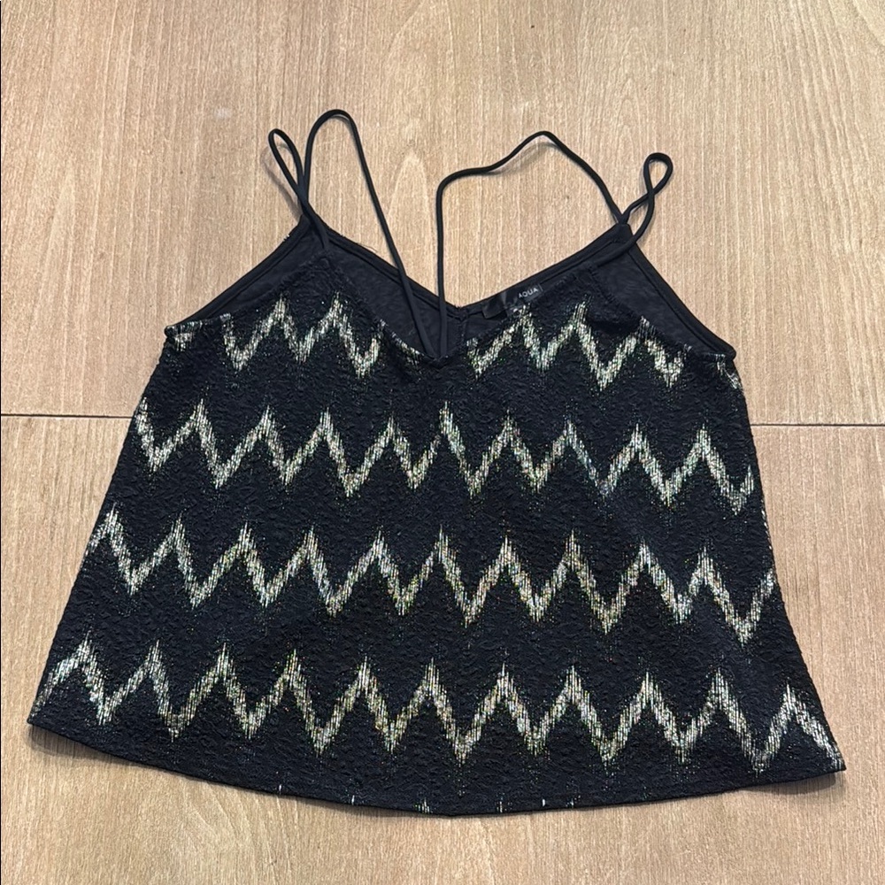 Aqua Black and Gold Zigzag Camisole